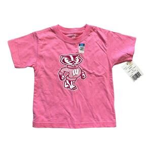 WISCONSIN BADGERS Cotton Pink 2T Toddle Short Sleeve T-Shirt College Kids NWT
